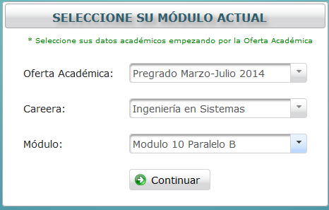 Selección del módulo