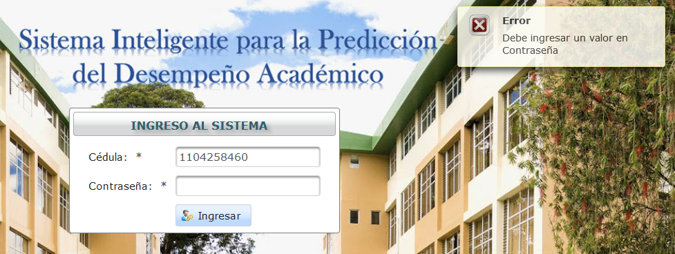 Error de logueo